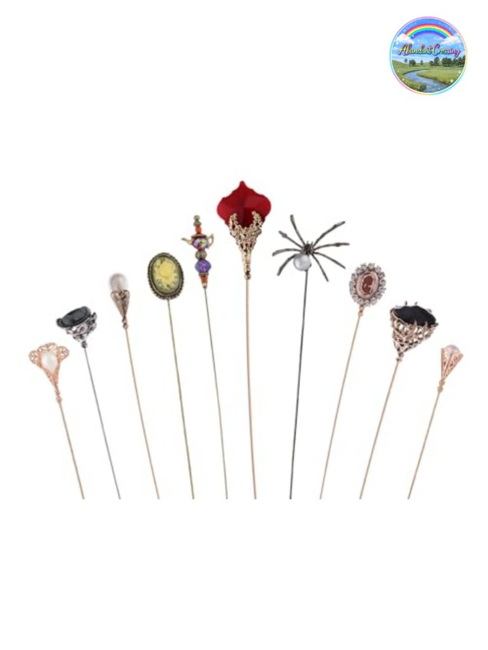 Vintage Hat Pin Set Bendable Brooches for Suit Tie Hat Scarf Jewelry